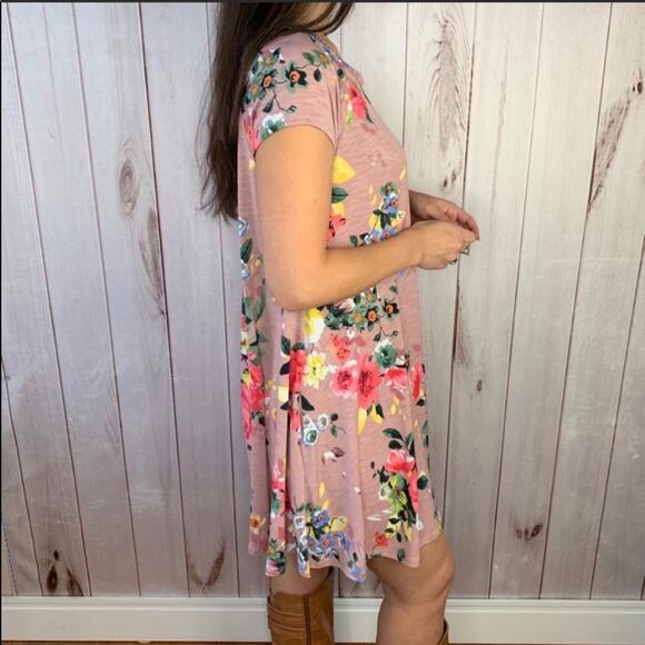 Short sleeve dress pink floral medium large - Picture 6 of 10